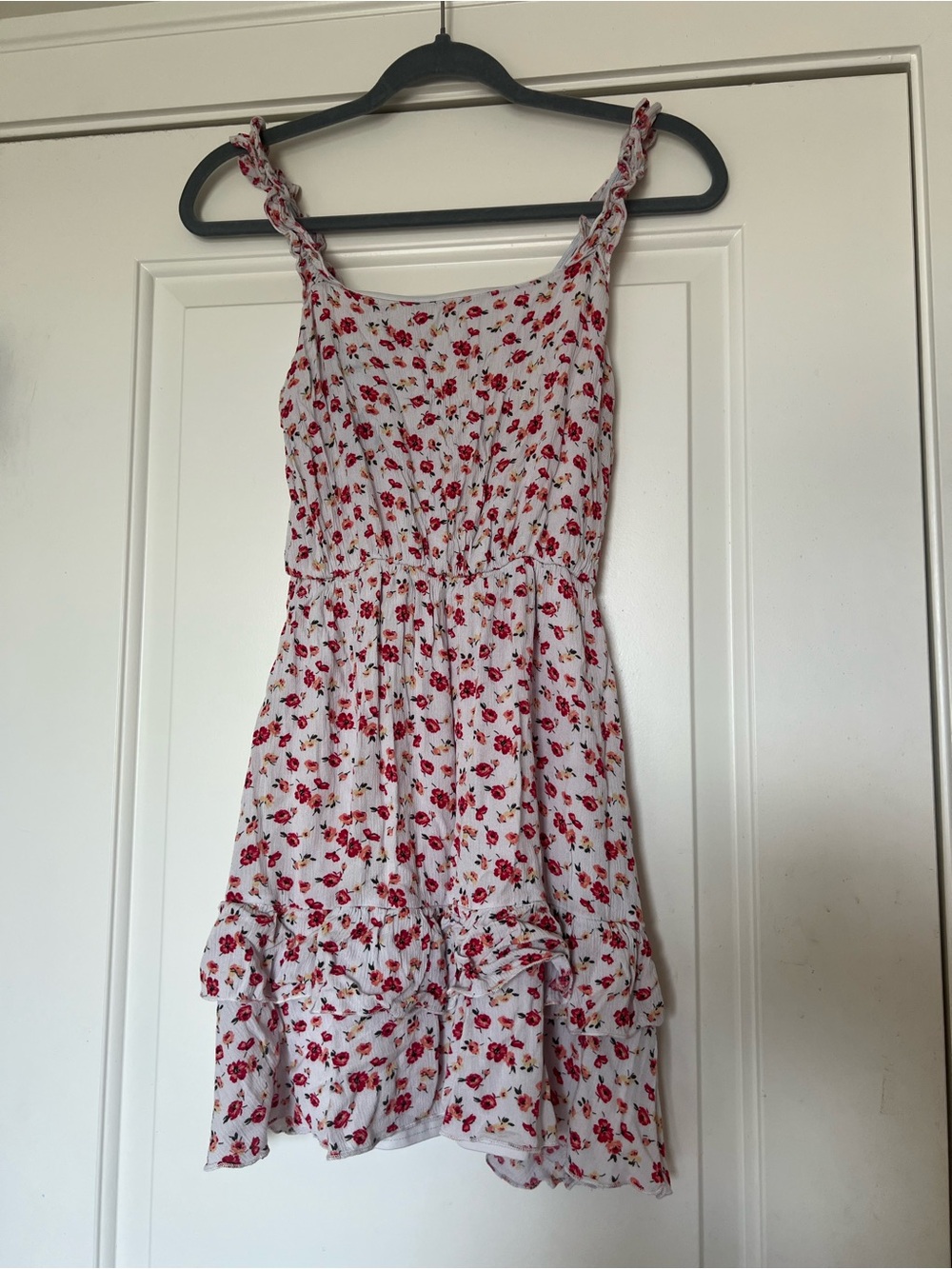 Altar'd State White Mini Dress with Red Floral Print